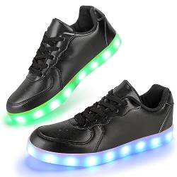 PADGENE Sportschuhe mit blinkenden LEDs, für Damen/Herren, wiederaufladbar über USB, Re Schwarz, 36 EU von Padgene