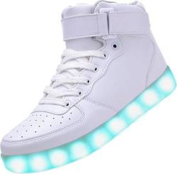 Padgene Damen Herren LED Leuchten Schuhe Unisex High Top Leuchtende Blinkende Turnschuhe USB Aufladen Schnürer Paare Schuhe von Padgene