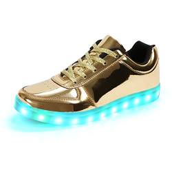 Padgene Damen Herren LED leuchtet Turnschuhe High Top Blinken Trainer USB Ladekabel Spitze bis Paare Schuhe, Gold, 39 EU von Padgene