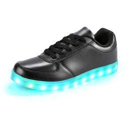 Padgene Damen Herren LED leuchtet Turnschuhe High Top Blinken Trainer USB Ladekabel Spitze bis Paare Schuhe, Schwarz, 42 EU von Padgene