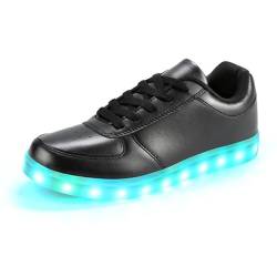 Padgene Damen Herren LED leuchtet Turnschuhe High Top Blinken Trainer USB Ladekabel Spitze bis Paare Schuhe, Schwarz, 45 EU von Padgene