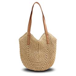 Pahajim Stroh Handtasche Damen Sommer Taschen Umhängetasche Damen Strandtasche Boho Stil Shopper Damen Groß für Strand, Reisen, Urlaub, Shopping von Pahajim