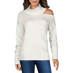 PAIGE Damen RAUNDI METALLIC Cold Shoulder Relaxed Sweater Pullover, Ivory/Silver, X-Groß von Paige