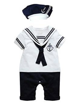 Paisdola Baby Kleinkind Jungen Seemann Strampler Outfit(White, 80) von Paisdola