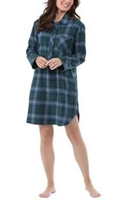 PajamaGram - Damen Flanell-Nachthemd - klassischer Stil - Karomuster, Grün, M von PajamaGram