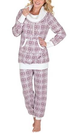 PajamaGram - Damen Hausanzug aus Shearling-Fleece - zweiteilig - Rollkragen - Rosa - XL von PajamaGram