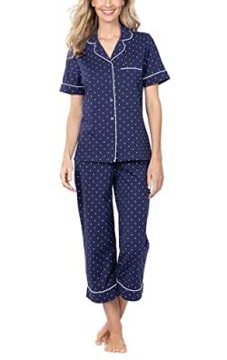 PajamaGram Damen Pyjama-Sets Baumwolle – Pyjama für Frauen - Blau - Medium von PajamaGram