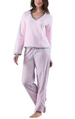 PajamaGram Snuggle Fleece - Damen Schlafanzug - V-Ausschnitt, Rosa, S von PajamaGram