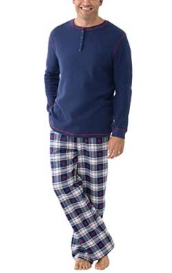 PajamaGram Winter-Flanell-Herren-Pyjama-Set – Herren-Pyjama-Set, Flanell, Knopfleiste, Schneefall Plaid, Medium von PajamaGram