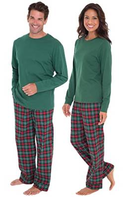 Weihnachts-Schlafanzug für Paare, kariert, Flanell, Rot und Grün, Rot und Grün kariert, XL Große Größen von PajamaGram