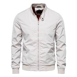 Jacke Herren Casual Sport Mode Einfache Einfarbige Herren Stehkragenjacke Herbst Und Winter Klassische All-Match Grundlegende Herren Übergangsjacke A-White L von Pajiay