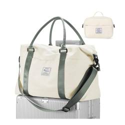 Weekender-Tasche für Damen, Reisetasche, Handgepäcktasche, Übernachtungstasche, Sport, Turnbeutel, Workout, Seesack, B9-Beige&Grün, Reisetasche von Pakembl