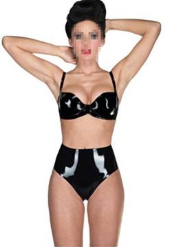 Latex Gummi Unterwäsche Set Slip Bikini Dessous BH 0,4 mm schwarz - weiß - Benutzerdefinierte von Palace Civet
