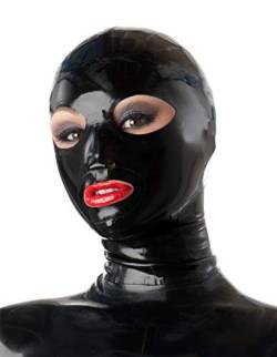 Palace Civet Latex Haube Maske Fancy Open Mouth Big Eyes Catsuit Tragen Sexy 0.4MM, Schwarz, Small von Palace Civet