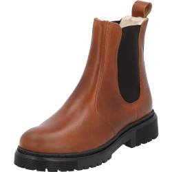 Palado Damen Chelsea Boots Alicudi - gefütterte Stiefeletten für Frauen - Elegante Winterschuhe aus feinstem Echtleder - Bequeme Winterstiefel mit Absatz Braun (Cognac) UK4,5 - EU37 von Palado