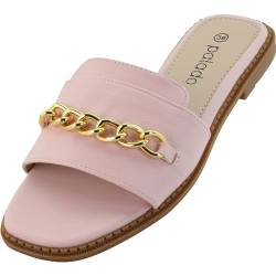 Palado Damen Sandale Pekiz - elegante sling back Wedges für Frauen - bequeme Open Schuhe - modische Espadrilles extra flach mit Kette pink 39 EU von Palado