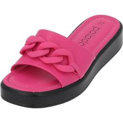 Palado Damen Sandalen Ash - modische Pantoletten mit Kettendetail - elegante Hausschuhe für Frauen - hohe angenehme plateau schuhe - bequeme Sommerschuhe pink UK6 - EU39 von Palado