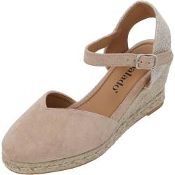 Palado Keilsandalen Damen Sathos - modische Sandaletten mit Absatz - elegante Wedges für Frauen - bequeme Plateauschuhe - stilvolle High Heels Plateau Beige UK3,5 - EU36 von Palado