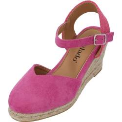 Palado Keilsandalen Damen Sathos - modische Sandaletten mit Absatz - elegante Wedges für Frauen - bequeme Plateauschuhe - stilvolle High Heels Plateau Pink UK5,5 - EU38 von Palado
