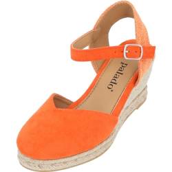 Palado Keilsandalen Damen Sathos - modische Sandaletten mit Absatz - elegante Wedges für Frauen - bequeme Plateauschuhe - stilvolle High Heels Plateau orange UK3,5 - EU36 von Palado