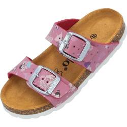 Palado Kids Samos G Print - Mädchen Sandalen mit verstellbaren Riemen - bequeme Schuhe mit Sohle aus feinstem Veloursleder - Hausschuhe mit Natur Kork-Fußbett Pink Metallic Fairy EU34 von Palado