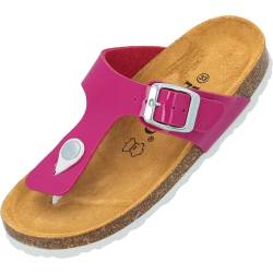 Palado Kinder Pantoletten Kos G Lack - Mädchen Sandalen mit verstellbaren Riemen - bequeme Schuhe mit Sohle aus feinstem Veloursleder - Hausschuhe mit Natur Kork-Fußbett pink lack EU35 von Palado