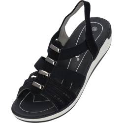 Palado Sandalen Damen Chrita - modische Sandaletten - elegante Sportsandalen für Frauen - bequeme Plateau Schuhe - stilvolle Sommerschuhe Dunkelblau UK4,5 - EU37 von Palado