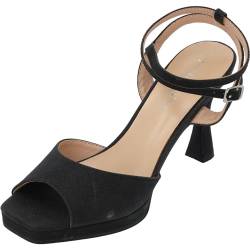 Palado Vavith by Sila Sahin Keilsandalen Damen - modische Sandaletten mit Absatz - elegante Trichterabsatz für Frauen - bequeme Plateau Schuhe - stilvolle high heels Schuhe Schwarz UK5,5 - EU38 von Palado