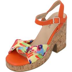 Palado keilsandalen damen Evanie - modische Sandaletten mit Absatz - elegante wedges für Frauen - bequeme Plateau Schuhe - stilvolle high heels plateau orange multi UK4,5 - EU37 von Palado