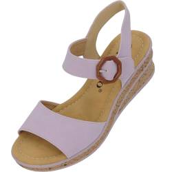 Palado keilsandalen damen Gonce - modische Sandaletten mit Absatz - elegante wedges für Frauen - bequeme Plateau Schuhe - stilvolle high heels Flieder UK4,5 - EU37 von Palado
