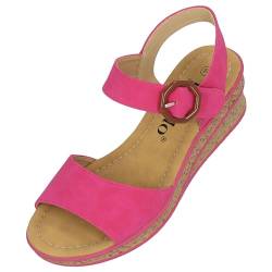 Palado keilsandalen damen Gonce - modische Sandaletten mit Absatz - elegante wedges für Frauen - bequeme Plateau Schuhe - stilvolle high heels Pink UK8 - EU41 von Palado
