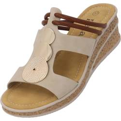 Palado keilsandalen damen Siolma - modische Sandaletten mit Absatz - elegante wedges für Frauen - bequeme Plateau Schuhe - stilvolle high heels Beige UK3,5 - EU36 von Palado
