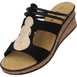 Palado keilsandalen damen Siolma - modische Sandaletten mit Absatz - elegante wedges für Frauen - bequeme Plateau Schuhe - stilvolle high heels Schwarz UK8 - EU41 von Palado