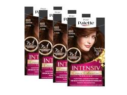 POLY PALETTE Intensiv Creme Coloration 5-680/650 Kastanie Stufe 3 (4 x 115 ml), permanente Coloration für bis zu 8 Wochen intensiven Farbglanz & 100% Grauabdeckung von Palette