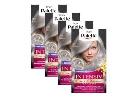 POLY PALETTE Intensiv Creme Coloration U71 Kühles Silbergrau (4 x 115 ml), permanente Coloration für bis zu 8 Wochen intensiven Farbglanz & 100% Grauabdeckung von Palette