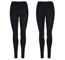 2er Pack Damen Thermo Leggings mit Innenfleece weich | warm | schwarz Thermoleggings (schwarz, 44-46) von Palleon