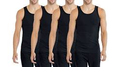 4er Pack Herren Classic Unterhemden | Männer Baumwolle Achselhemd Tank Top (5XL, schwarz) von Palleon