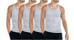 4er Pack Herren Classic Unterhemden | Männer Baumwolle Achselhemd Tank Top (as3, Alpha, 3X_l, Regular, Regular, grau) von Palleon