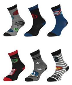 6 Paar Avengers Jungen Socken | Kinder Marvel Strümpfe mehrfarbig / 23-26 von Palleon