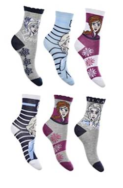 6 Paar Frozen Die Eiskönigin Mädchen Socken Kinder Strümpfe (as3, numeric, numeric_23, numeric_26, regular, mehrfarbig) von Palleon