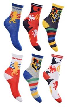 6 Paar Harry Potter Jungen Socken Kinder Strümpfe (mehrfarbig, 23-26) von Palleon