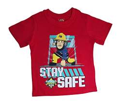 Feuerwehrmann Sam Jungen T-Shirt | Kinder Kurzarm Shirt rot / 122 von Palleon