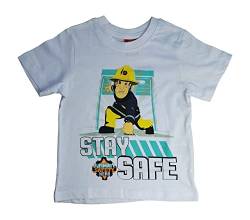 Feuerwehrmann Sam Jungen T-Shirt | Kinder Kurzarm Shirt weiß / 116 von Palleon