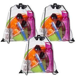 Palwin 3 Stück Transparenter Turnbeutel, Stilvoll sportrucksack Mit Kordelzug Wasserfester Gymsack Für Jungen, Mädchen, Damen, Fitness, Schwimmen,Festival,Schule, Outdoor, Reisen von Palwin