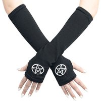 Pamela Mann - Gothic Stulpen - Pentagram Gloves - für Damen - schwarz/weiß von Pamela Mann