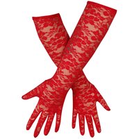 Pamela Mann - Rockabilly Fingerhandschuhe - Lace Opera Glove - für Damen - rot von Pamela Mann