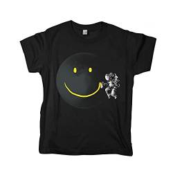 Pampling T-Shirt für Kinder mit kurzen Ärmeln, Unisex Kinderbekleidung mit originellen Mustern in 5 Größen, T-Shirt Schwarz, Modell Make a Smile von Pampling
