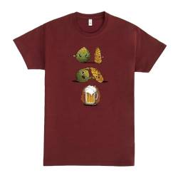Pampling T-Shirt mit kurzen Ärmeln, aus 100% Baumwolle, Doppeldruck, Unisex Bekleidung mit originellen Motiven in 5 Größen, T-Shirt Rot, Modell Beer Fusion (L) von Pampling