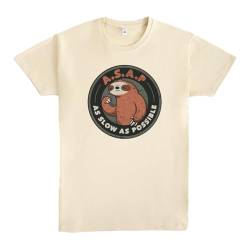 Pampling T-Shirt mit kurzen Ärmeln, aus 100% Baumwolle, Unisex Bekleidung mit originellen Motiven in 5 Größen, T-Shirt Beige, Modell As Slow As Possible (L) von Pampling