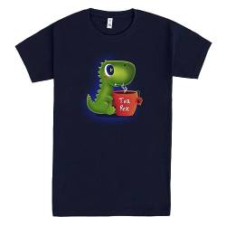 Pampling T-Shirt mit kurzen Ärmeln, aus 100% Baumwolle, Unisex Bekleidung mit originellen Motiven in 5 Größen, T-Shirt Blau, Modell Tea Rex (XL) von Pampling